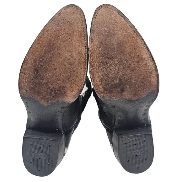 Custom Eagle Phoenix Cowboy Boots Black and White Leather Men 11 Western - Picture 5 of 14